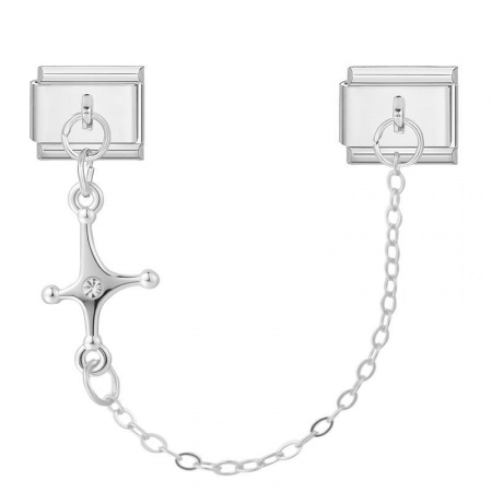 Picture of 1 Piece 304 Stainless Steel Stylish Italian Charm Links For DIY Bracelet Jewelry Making Wholesale Silver Tone Star 10mm x 9mm