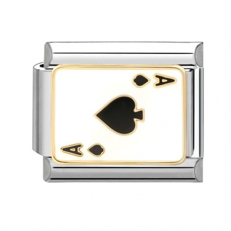 Picture of 1 Piece 304 Stainless Steel Stylish Italian Charm Links For DIY Bracelet Jewelry Making Wholesale Silver Tone White Rectangle Poker 10mm x 9mm