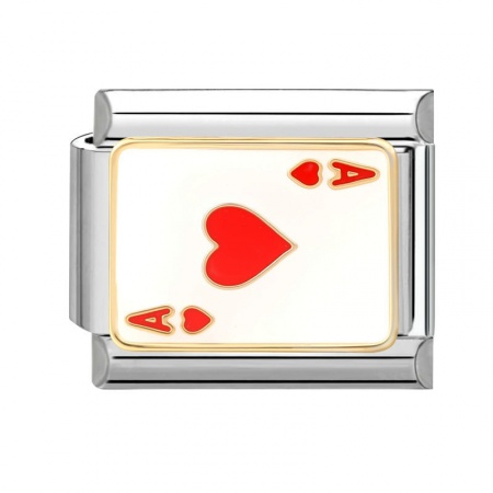 Picture of 1 Piece 304 Stainless Steel Stylish Italian Charm Links For DIY Bracelet Jewelry Making Wholesale Silver Tone White Rectangle Poker 10mm x 9mm