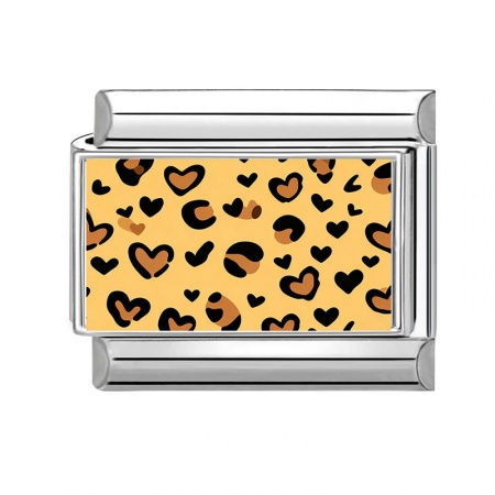 Picture of 1 Piece 304 Stainless Steel Valentine's Day Italian Charm Links For DIY Bracelet Jewelry Making Wholesale Silver Tone Yellow Rectangle Heart 10mm x 9mm