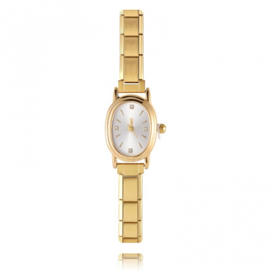 Picture of Wholesale Detachable 304 Stainless Steel Italian Charm Links Modular Wrist Watch, Gold Plated Eco-friendly, Women's Stylish Retro Gift Jewelry Supply, 18.5cm(7 2/8") long, 1 Piece