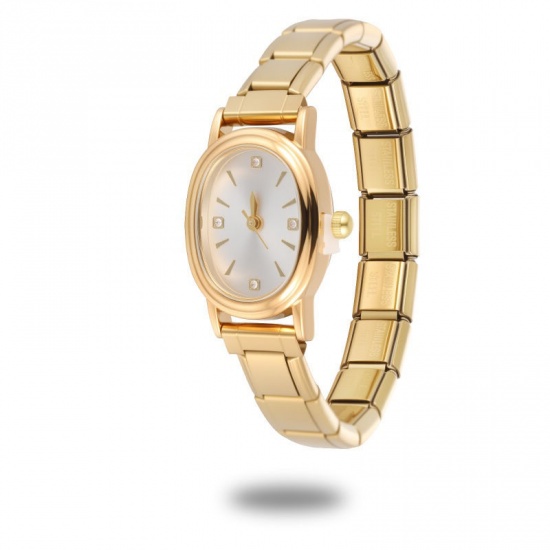 Picture of Wholesale Detachable 304 Stainless Steel Italian Charm Links Modular Wrist Watch, Gold Plated Eco-friendly, Women's Stylish Retro Gift Jewelry Supply, 18.5cm(7 2/8") long, 1 Piece