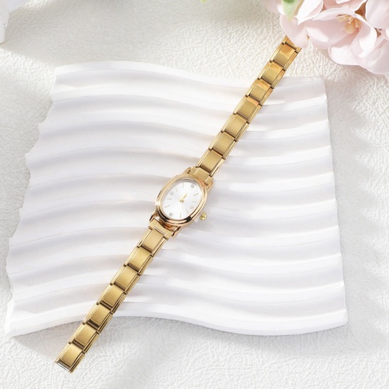 Picture of Wholesale Detachable 304 Stainless Steel Italian Charm Links Modular Wrist Watch, Gold Plated Eco-friendly, Women's Stylish Retro Gift Jewelry Supply, 18.5cm(7 2/8") long, 1 Piece