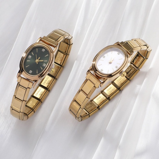 Picture of Wholesale Detachable 304 Stainless Steel Italian Charm Links Modular Wrist Watch, Gold Plated Eco-friendly, Women's Stylish Retro Gift Jewelry Supply, 18.5cm(7 2/8") long, 1 Piece
