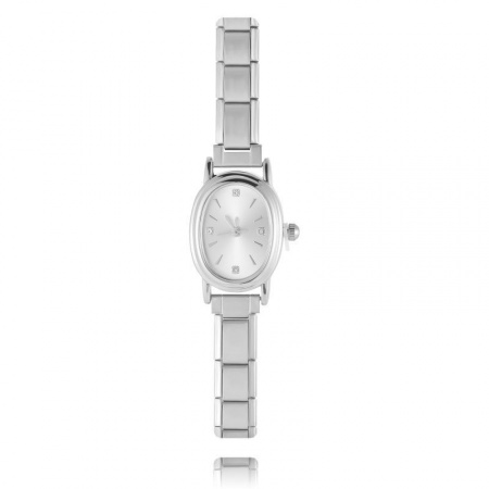 Picture of Wholesale Detachable 304 Stainless Steel Italian Charm Links Modular Wrist Watch, Silver Tone Eco-friendly, Women's Stylish Retro Gift Jewelry Supply, 18.5cm(7 2/8") long, 1 Piece