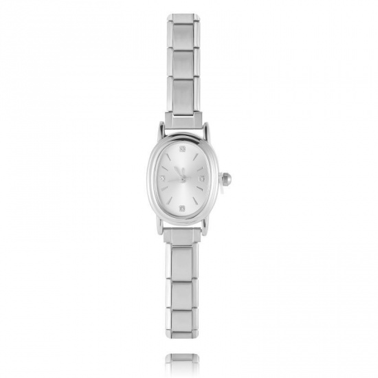 Picture of Wholesale Detachable 304 Stainless Steel Italian Charm Links Modular Wrist Watch, Silver Tone Eco-friendly, Women's Stylish Retro Gift Jewelry Supply, 18.5cm(7 2/8") long, 1 Piece