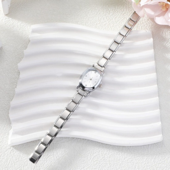 Picture of Wholesale Detachable 304 Stainless Steel Italian Charm Links Modular Wrist Watch, Silver Tone Eco-friendly, Women's Stylish Retro Gift Jewelry Supply, 18.5cm(7 2/8") long, 1 Piece