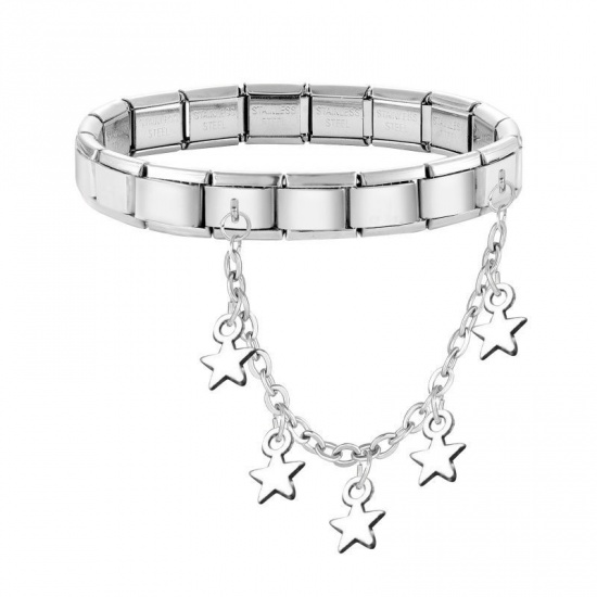 Picture of 1 Piece 304 Stainless Steel Valentine's Day Italian Charm Links For DIY Bracelet Jewelry Making Wholesale Gold Plated Heart 10mm x 9mm