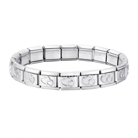 Picture of Wholesale Heart Detachable 304 Stainless Steel Italian Charm Links Modular Bracelets, Silver Tone Eco-friendly, Women's Valentine's Day Retro Gift Jewelry Supply, 18cm(7.1") long, 1 Piece