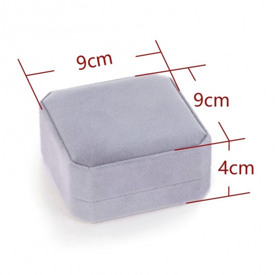 Immagine di 1 Pz Velluto di Cotone Portagioie per Collana, Braccialetto, Anello, Confezione Regalo All'Ingrosso Grigio Ottagono 9cm x 9cm