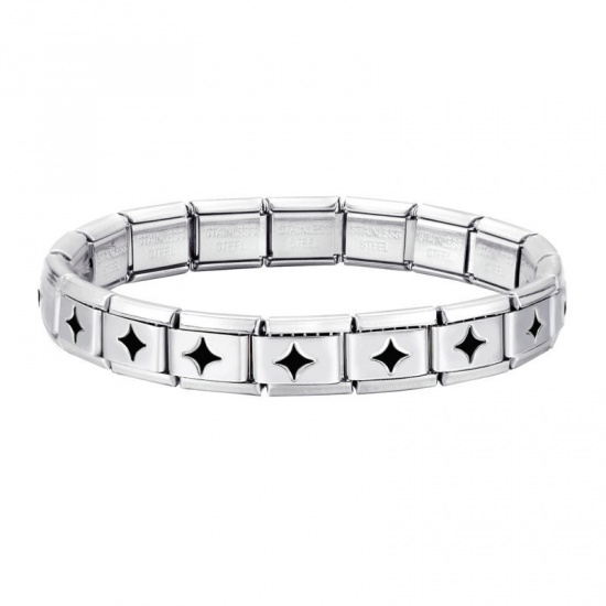 Picture of Wholesale Star Detachable 304 Stainless Steel Italian Charm Links Modular Bracelets, Silver Tone Eco-friendly, Women's Stylish Retro Gift Jewelry Supply, 18cm(7.1") long, 1 Piece