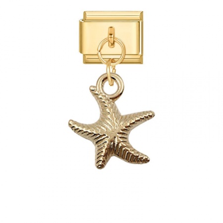 Picture of 1 Piece 304 Stainless Steel Stylish Italian Charm Links For DIY Bracelet Jewelry Making Wholesale Gold Plated Starfish 10mm x 9mm