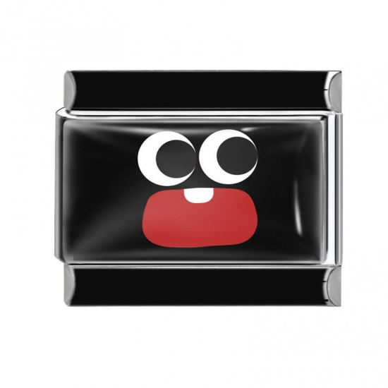 Immagine di 1 Pz 304 Acciaio Inossidabile Elegante Bracciale con Charm Italiano a Maglie, Creazione di Gioielli Fai-da-te All'Ingrosso Tono Argento Rosso Rettangolo Sorriso 10mm x 9mm