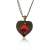 Изображение Новая мода Смола Ожерелья Античная Бронза Красное смоляное Сердце Крыло Ангела С узором 64.0см Длина, 1 ШТ