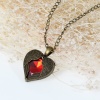 Изображение Новая мода Смола Ожерелья Античная Бронза Красное смоляное Сердце Крыло Ангела С узором 64.0см Длина, 1 ШТ