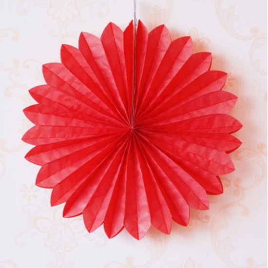 Immagine di Paper Party Garland Decorations Flower Red 30cm(11 6/8") x 28cm(11"), 1 Piece