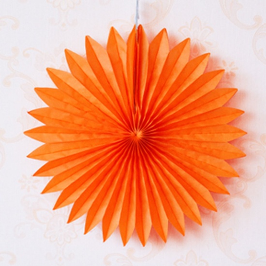 Picture of Paper Party Garland Decorations Flower Orange 17cm(6 6/8") x 7.5cm(3"), 1 Piece