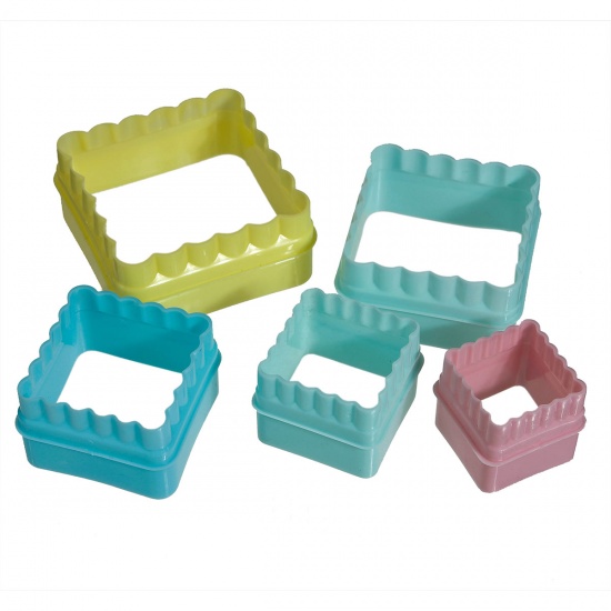 Bild von ABS Plastik Keks Kuchen Formwerkzeug Zufällig Mix Quadrat 8cm x 8cm - 4cm x 4cm, 1 Set(5 Stück/Set)