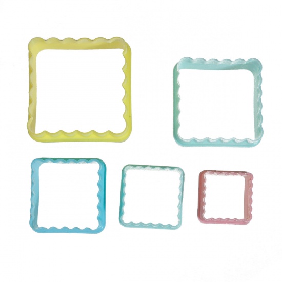 Image de Moules de Gâteaux Biscuits en Plastique Couleur au Hasard Carré 8cm x 8cm, 1 Kit(5 Pcs/Kit)