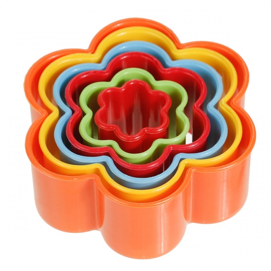 Bild von ABS Plastik Keks Kuchen Formwerkzeug Blumen Zufällig Mix 9.6cm x 8.6cm - 3.2cm x 3cm, 1 Set(6 Stück/Set)