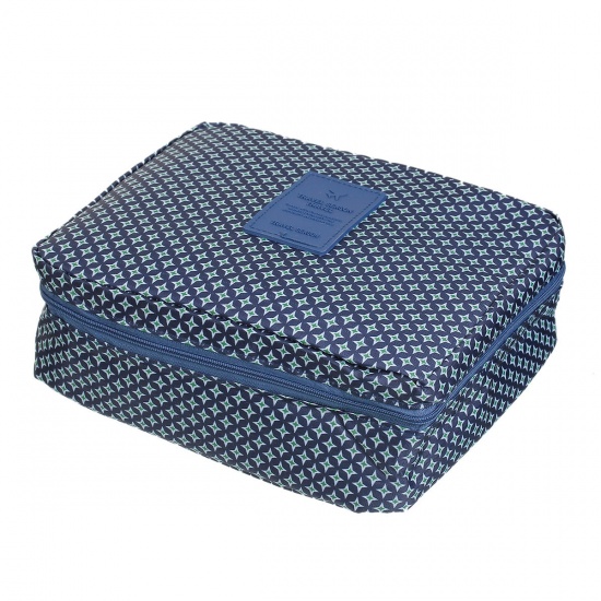 Immagine di Oxford Fabric Makeup Wash Bag Rectangle Deep Blue Star 21cm(8 2/8") x 16cm(6 2/8"), 1 Piece