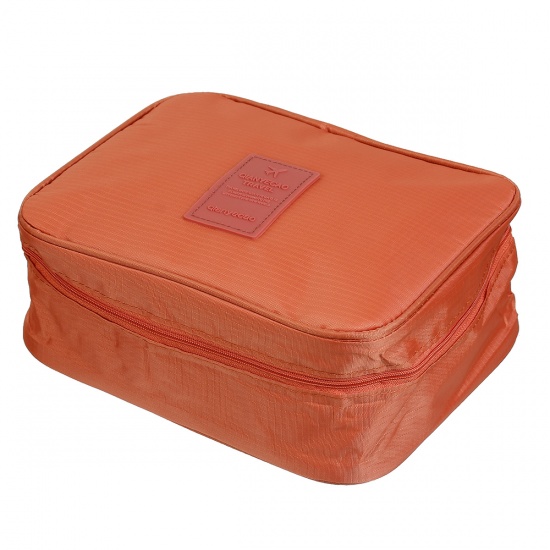 Immagine di Oxford Fabric Makeup Wash Bag Rectangle Orange 21cm(8 2/8") x 16cm(6 2/8"), 1 Piece