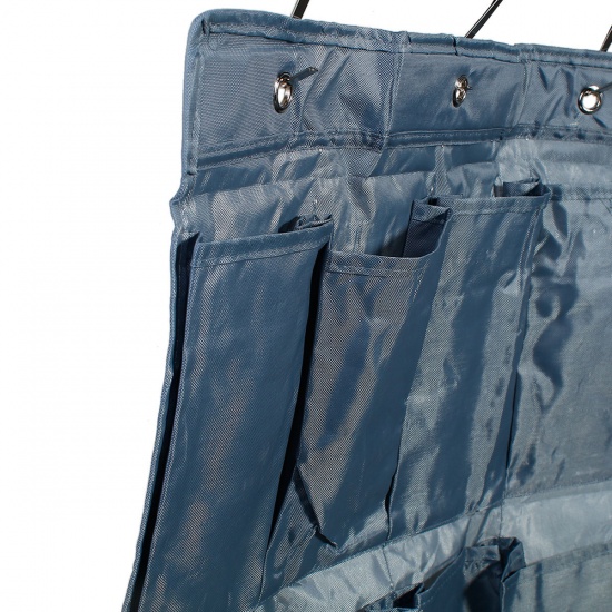 Immagine di Oxford Fabric Wall Door Hanging Storage Bag 20 Pockets Rectangle Dark Gray 117cm(46 1/8") x 45cm(17 6/8"), 1 Piece