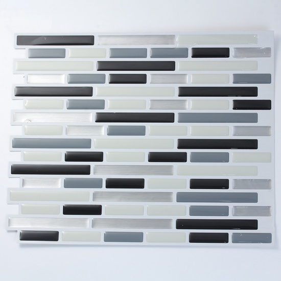 Bild von PET Wohnkultur Wandabziehbild Aufkleber Rechteck Schwarz Weiß & Grau Gitter 28.5cm x 23.5cm, 1 Blatt