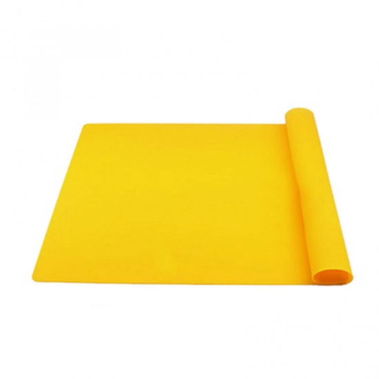 Immagine di Silicone Heat Insulation Eat Mat Rectangle Yellow 40cm(15 6/8") x 30cm(11 6/8"), 1 Piece
