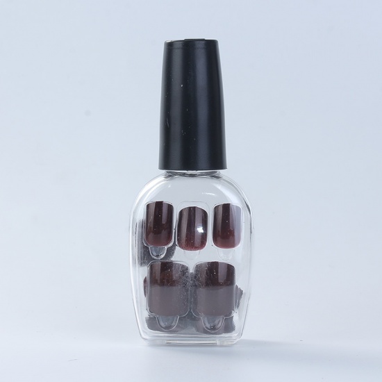 Picture of 24PCS False Nail Art Tips Red Velvet Press On Manicure Full Stiletto With Pre Design