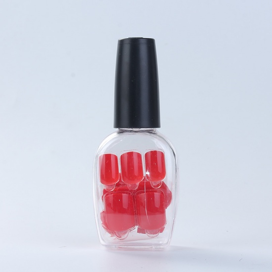 Immagine di 44# Unghie finte Rosso con guscio 24Pz di plastica trasparente 18x15mm-11x7mm -1 scatola (24 pz / scatola)