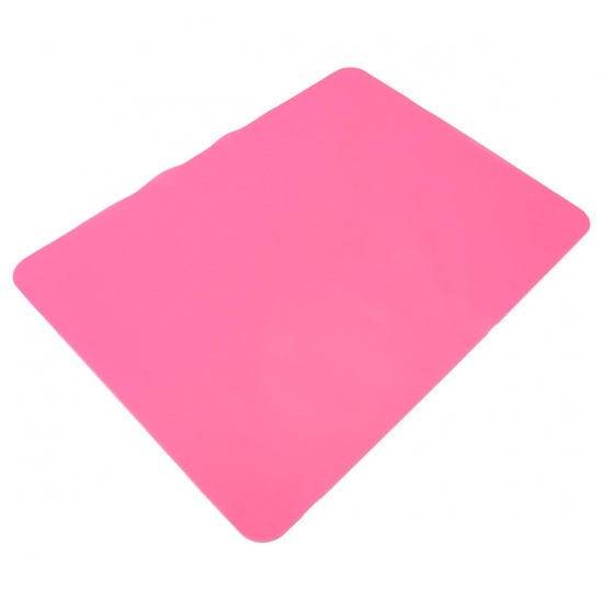 Picture of Silicone Heat Insulation Eat Mat Rectangle Fuchsia 39.8cm(15 5/8") x 30cm(11 6/8"), 1 Piece