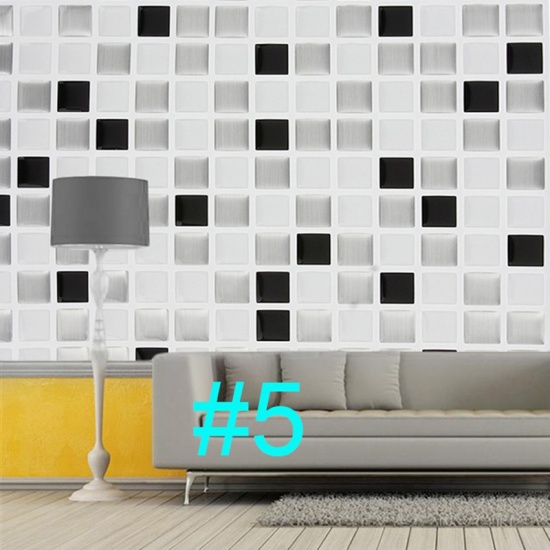Immagine di PVC Home Decor Wall Decal Sticker Wallpaper Square Black & White Square 25.5cm(10") x 25.5cm(10"), 1 Sheet