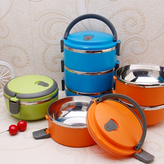 Double Layers Food Container Stainless Steel Bowls set Thermal Insulated Lunch Boxes Bento Combination Round Portable Soup の画像