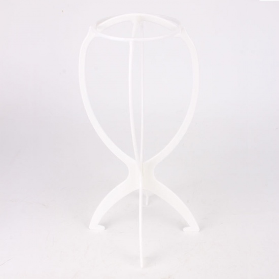 Picture of White - Plastic Wig Stand Rack Wig Tools Supplies 35x17cm(13 6/8" x6 6/8"), 1 Piece