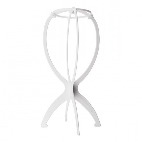 Picture of White - Plastic Wig Stand Rack Wig Tools Supplies 35x17cm(13 6/8" x6 6/8"), 1 Piece