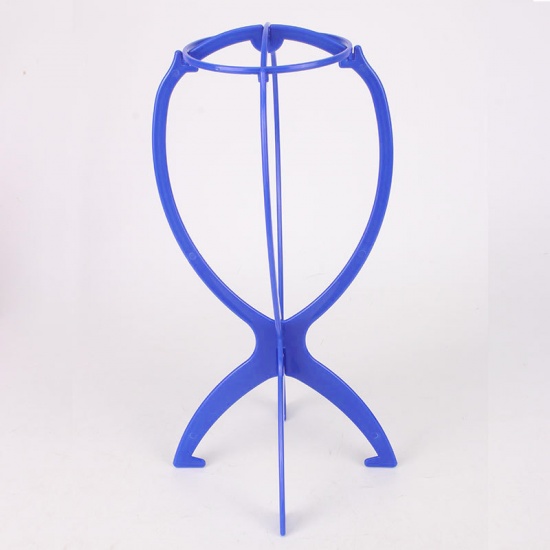 Picture of Blue - Plastic Wig Stand Rack Wig Tools Supplies 35x17cm(13 6/8" x6 6/8"), 1 Piece