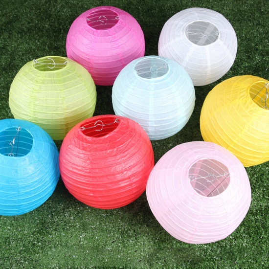Picture of Multicolor Chinese Paper Lampion Ball Festival Supplies For Wedding Party Decoration