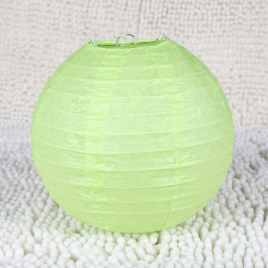 Immagine di Verde Pallido Lanterne rotondo di carta Per la decorazione della festa nuziale 15cm-1 Pz