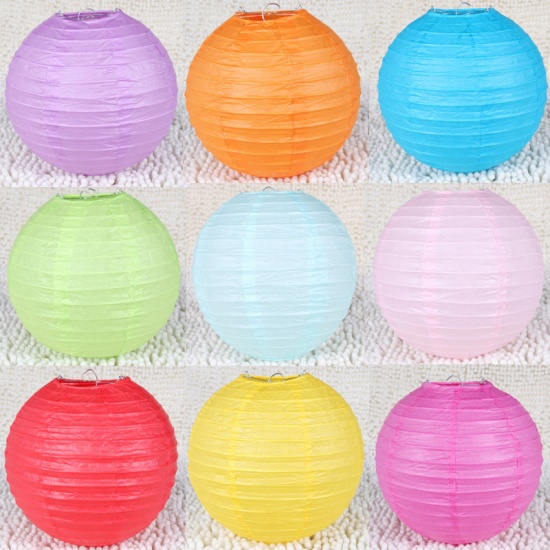 Picture of Multicolor Chinese Paper Lampion Ball Festival Supplies For Wedding Party Decoration
