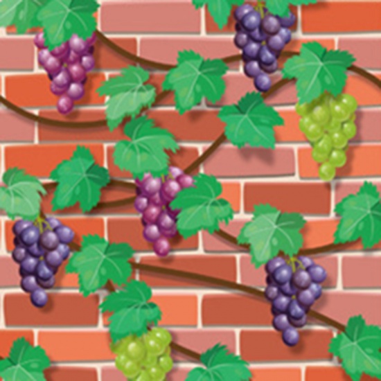 Picture of PVC Home Decor Wall Decal Sticker Wallpaper Brick & Grape Fruit Multicolor 100cm(39 3/8") x 45cm(17 6/8"), 1 Sheet