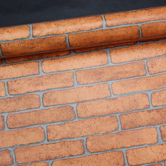 Bild von PVC Wohnkultur Wandabziehbild Aufkleber Rechteck Braun Gelb Ziegelstein Muster 100cm x 45cm, 1 Blatt
