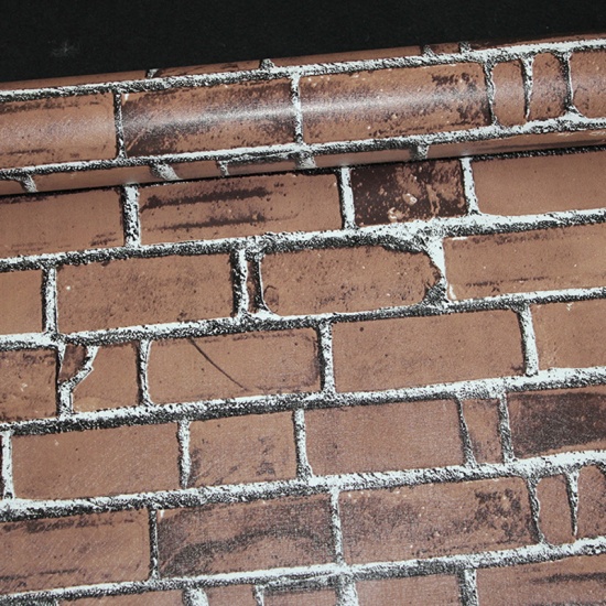 Изображение PVC Home Decor Wall Decal Sticker Wallpaper Rectangle Brown Brick Pattern 100cm(39 3/8") x 45cm(17 6/8"), 1 Sheet