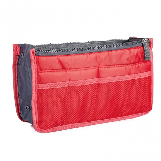 Immagine di Polyester Makeup Wash Bag Rectangle Red 29.5cm(11 5/8") x 17.5cm(6 7/8"), 1 Piece