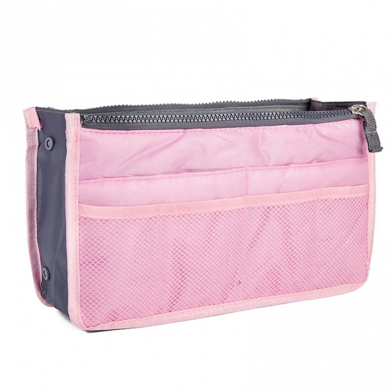 Immagine di Polyester Makeup Wash Bag Rectangle Pink 29.5cm(11 5/8") x 17.5cm(6 7/8"), 1 Piece
