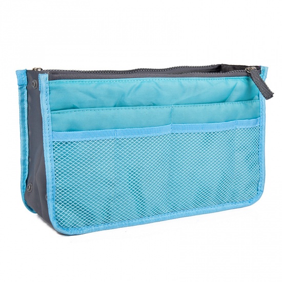 Immagine di Polyester Makeup Wash Bag Rectangle Blue 29.5cm(11 5/8") x 17.5cm(6 7/8"), 1 Piece
