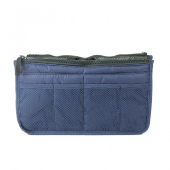 Immagine di Polyester Makeup Wash Bag Rectangle Navy Blue 29.5cm(11 5/8") x 17.5cm(6 7/8"), 1 Piece