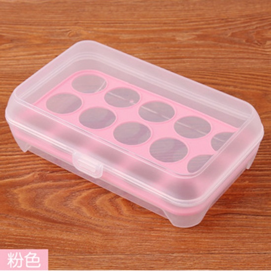 Immagine di Plastic 15 Grids Egg Holder Storage Box Refrigerator Crisper Rectangle Pink 24cm(9 4/8") x 15cm(5 7/8"), 1 Piece