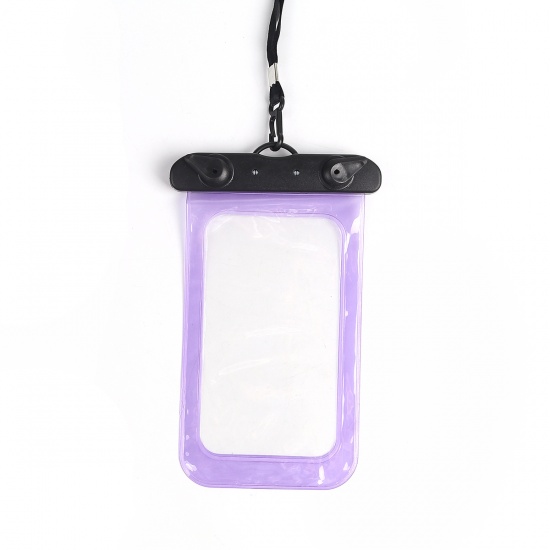 PVC Waterproof Underwater Phone Pouch Bag Case Purple Rectangle 20.7cm(8 1/8") x 12.5cm(4 7/8"), 1 Piece の画像