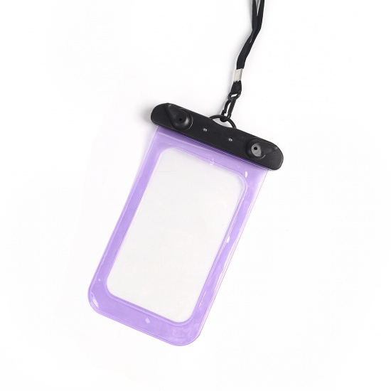 PVC Waterproof Underwater Phone Pouch Bag Case Purple Rectangle 20.7cm(8 1/8") x 12.5cm(4 7/8"), 1 Piece の画像